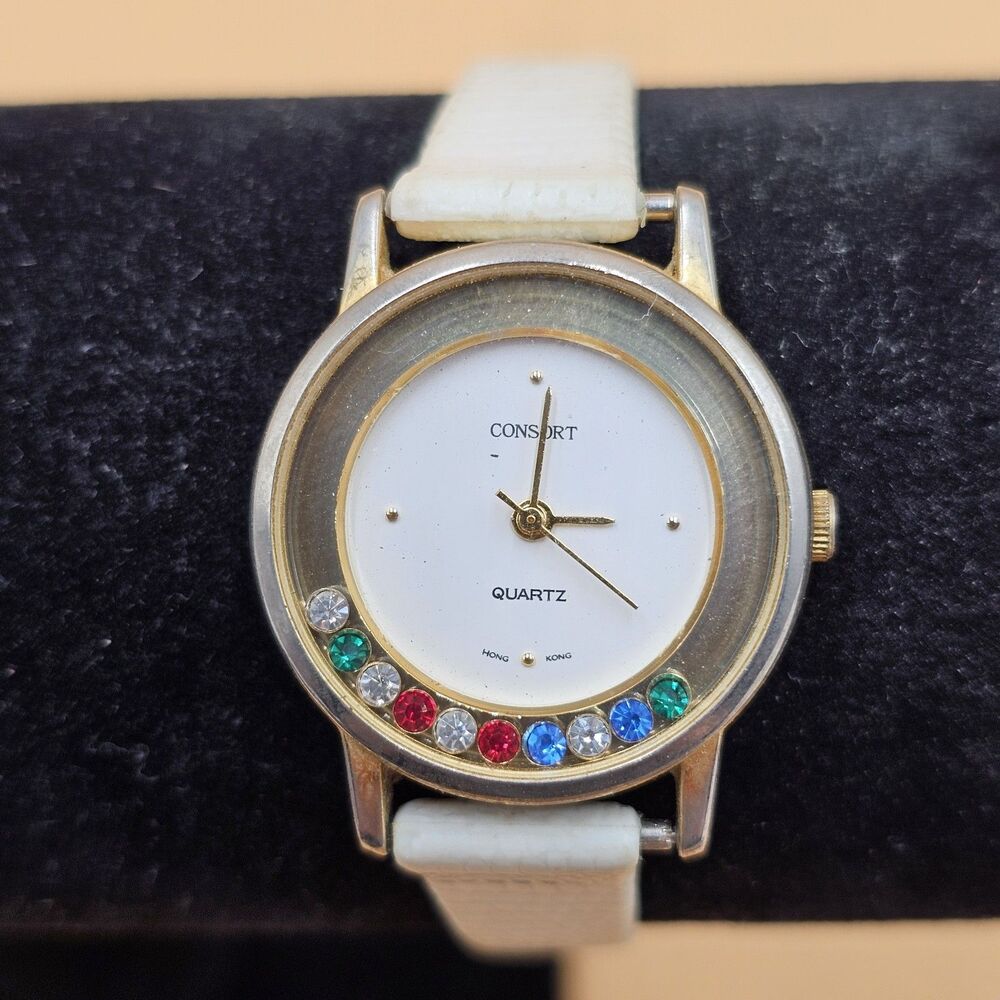 Vintage Consort Gemstone Bezel Quartz Ladies Watch New Battery Runs Great